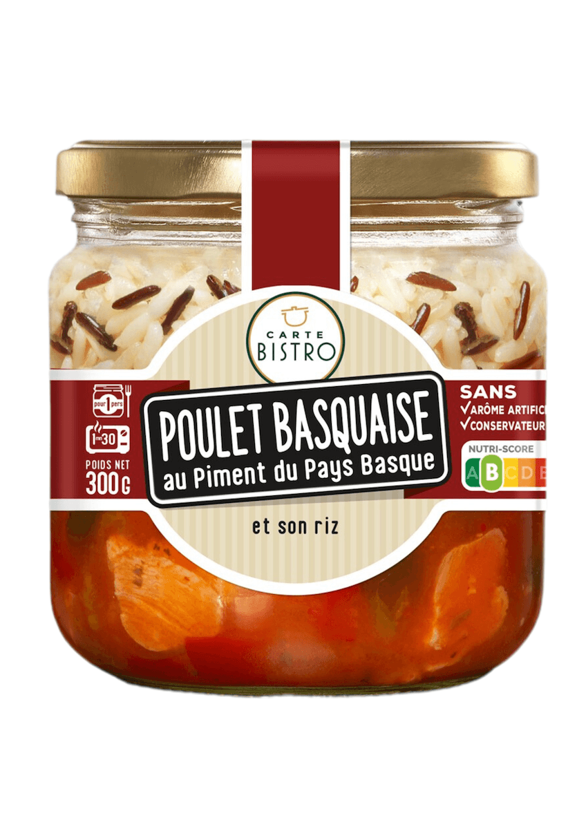 POULET BASQUAISE AU PIMENT DU PAYS BASQUE ET RIZ 300G