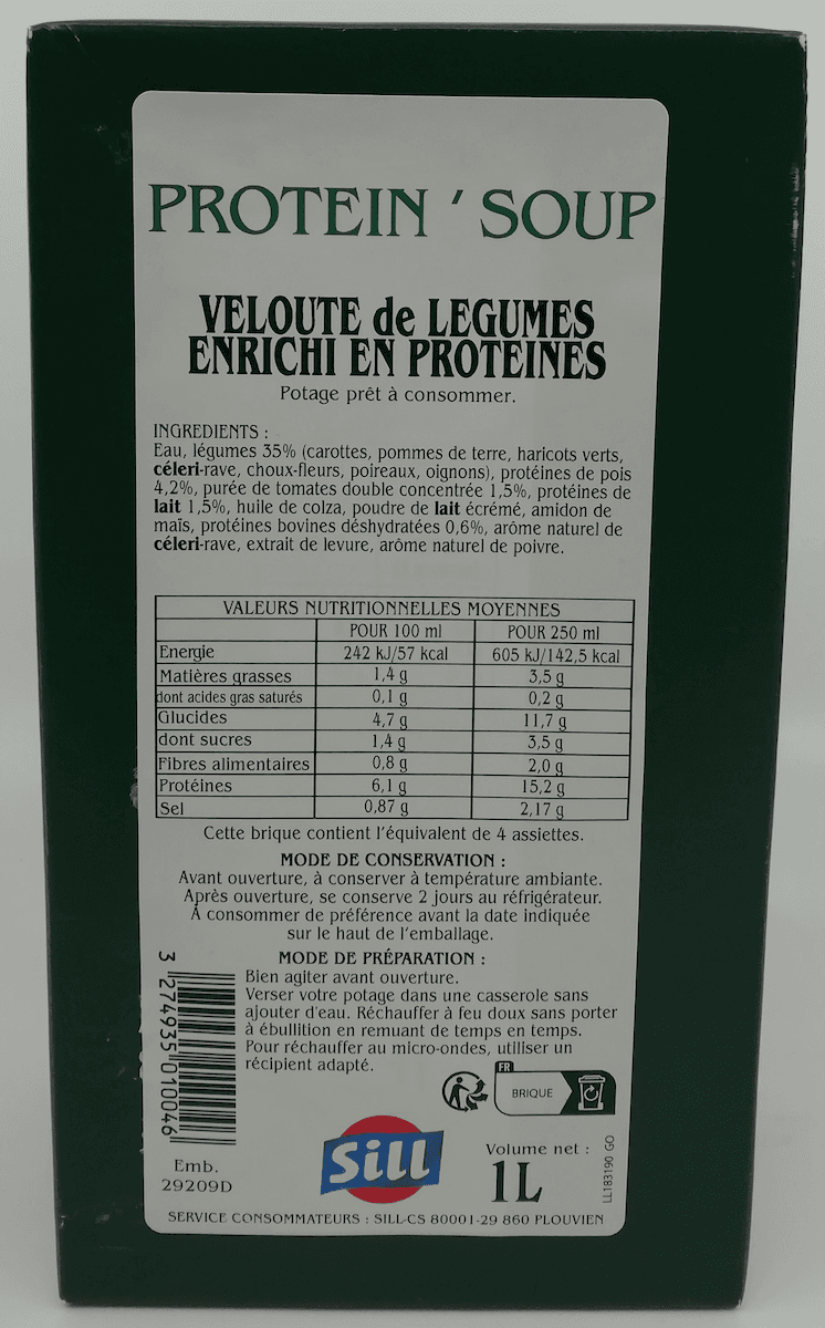 VELOUTE LEGUMES PROTEINE 1L PROT SOUP