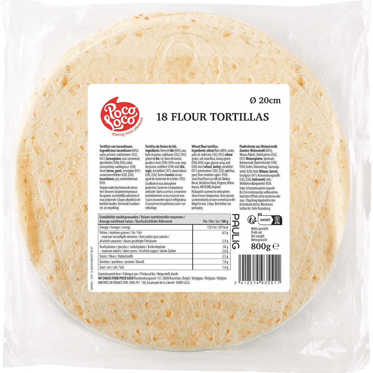 TORTILLA DE BLE 20CM X18 800GR