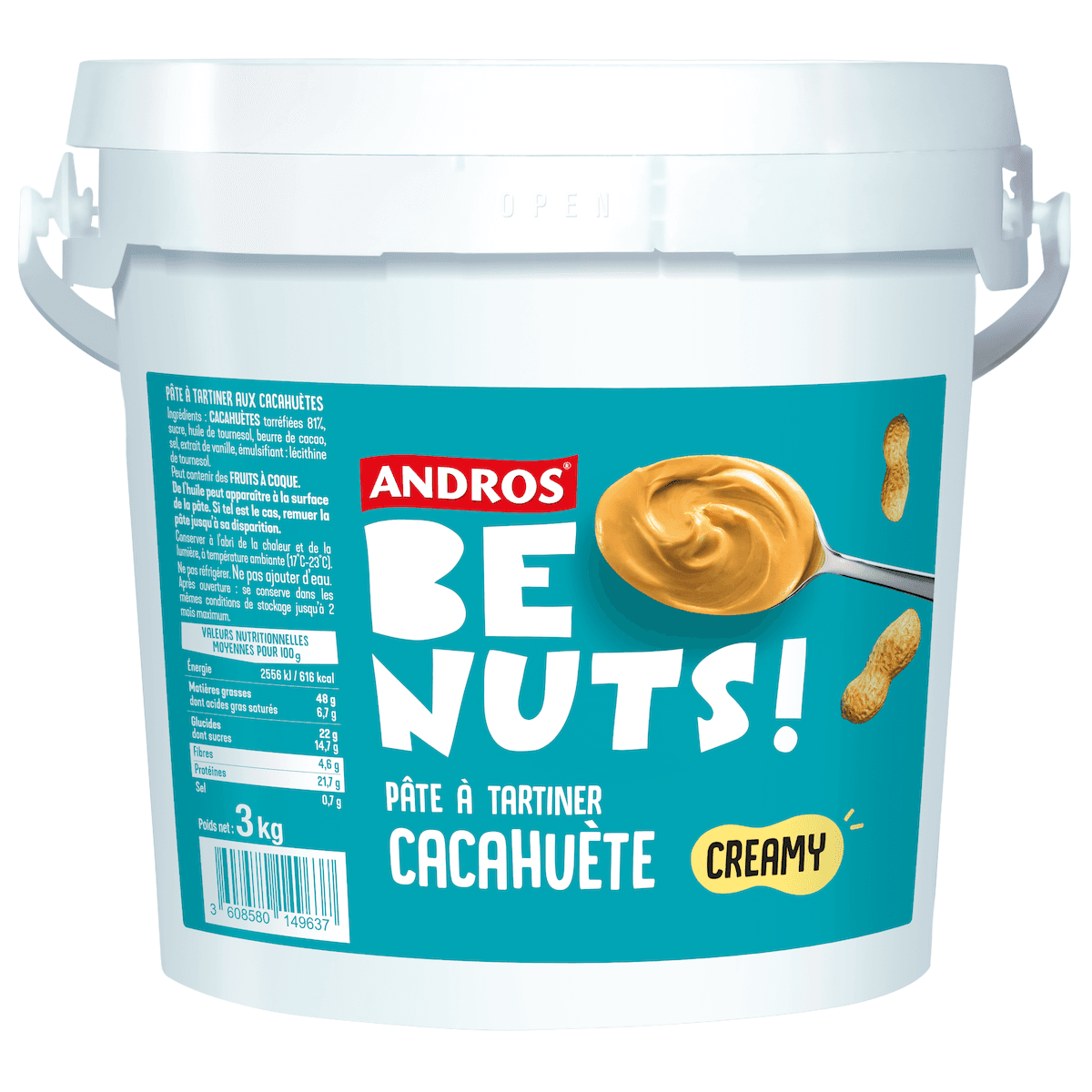 PATE A TARTINER CACAHUETE ANDROS  SEAU 3KG
