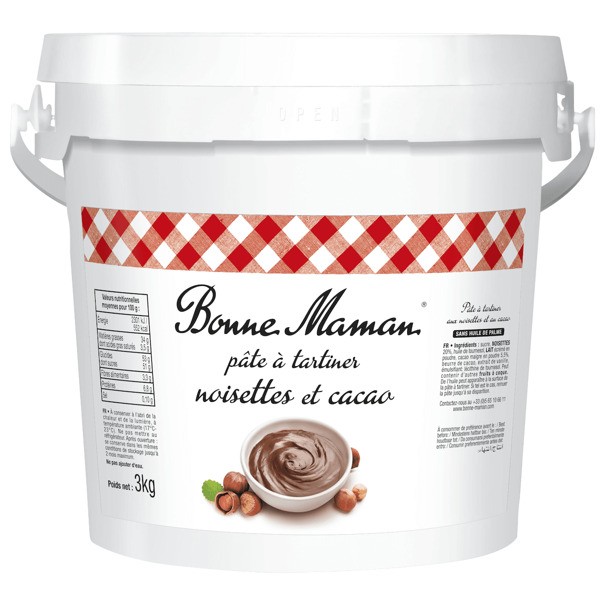 PATE A TARTINER CHOCOLAT NOISETTE SEAU 3KG