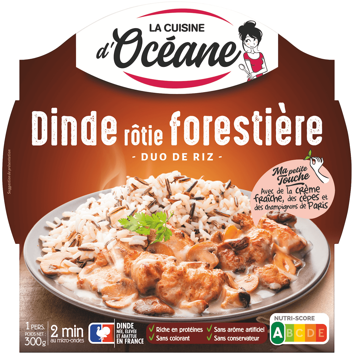 DINDE ROTIE AUX CHAMPIGNONS ET DUO DE RIZ 300G