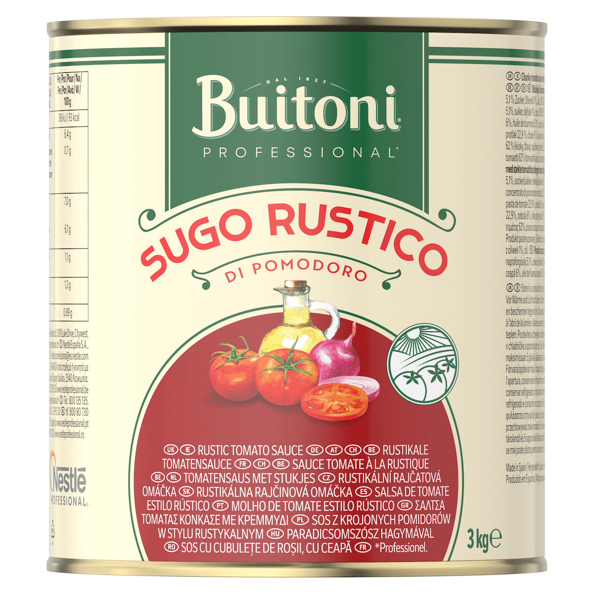 SAUCE TOMATE RUSTIQUE - SUGO DI POMODORO RUSTICO - 3KG
