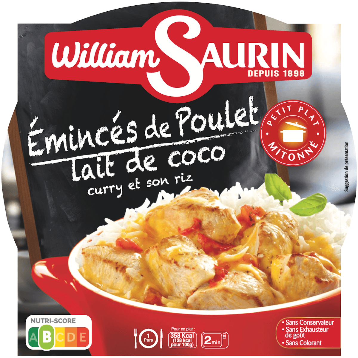 EMINCE DE POULET SAUCE CURRY ET SON RIZ BASMATI PLAT MICRO-ONDABLE 280G