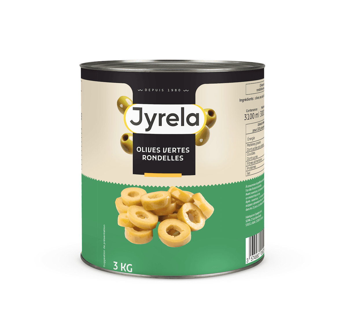 OLIVES VERTES RONDELLES  3/1