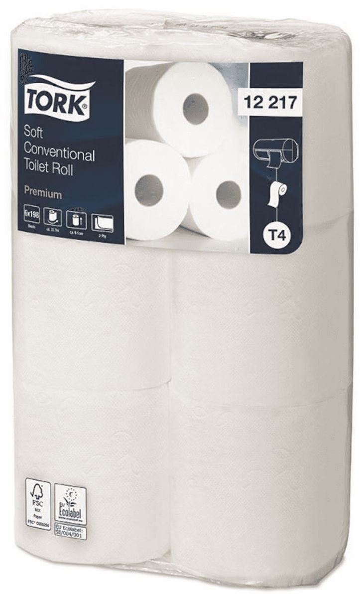 ROULEAU PAPIER TOILETTE 2 PLIS BLANC 198 FORMATS T4 -CARTON DE 72