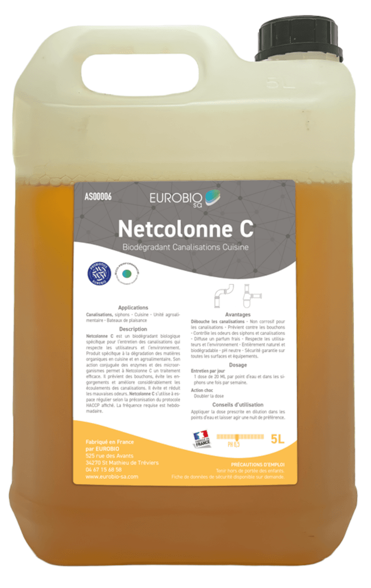 BIODÉGRADANT CANALISATION BIOLOGIQUE CUISINE -5L + BOUCHON DOSEUR