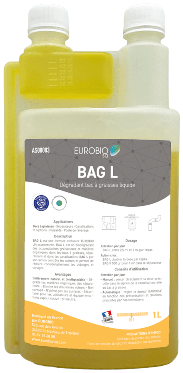 DÉGRADANT BAC À GRAISSES LIQUIDE PROBIOTIQUE - BIDON DE 1L