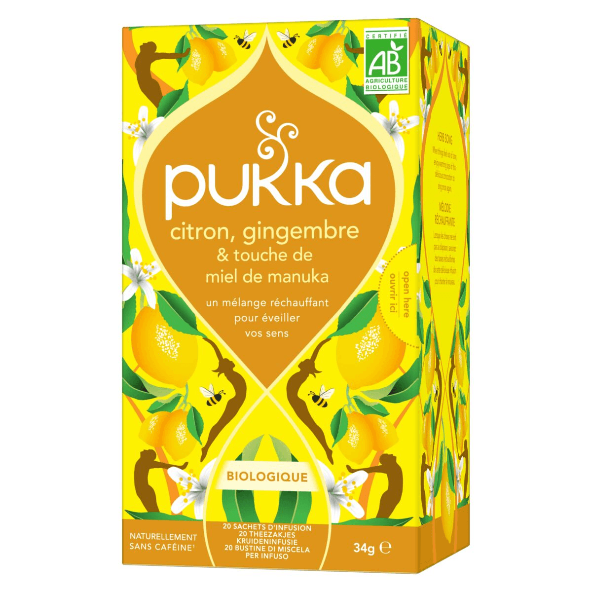 PUKKA INFUSION BIO CITRON GINGEMBRE & TOUCHE DE MIEL DE MANUKA 20 SACHETS
