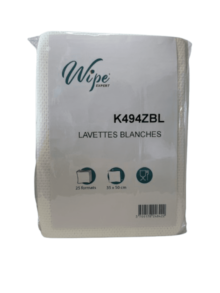 LAVETTES NON TISSÉES BLANCHES 6X25FMTS DE 35X50 CM  - 1X73GR/M - BLANCHES