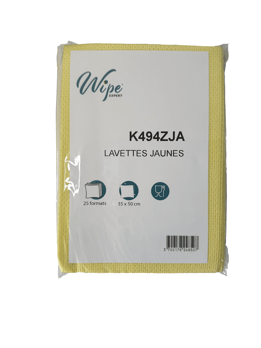LAVETTES NON TISSÉES JAUNES  6X25FMTS DE 35X50 CM  - 1X73GR/M- JAUNES