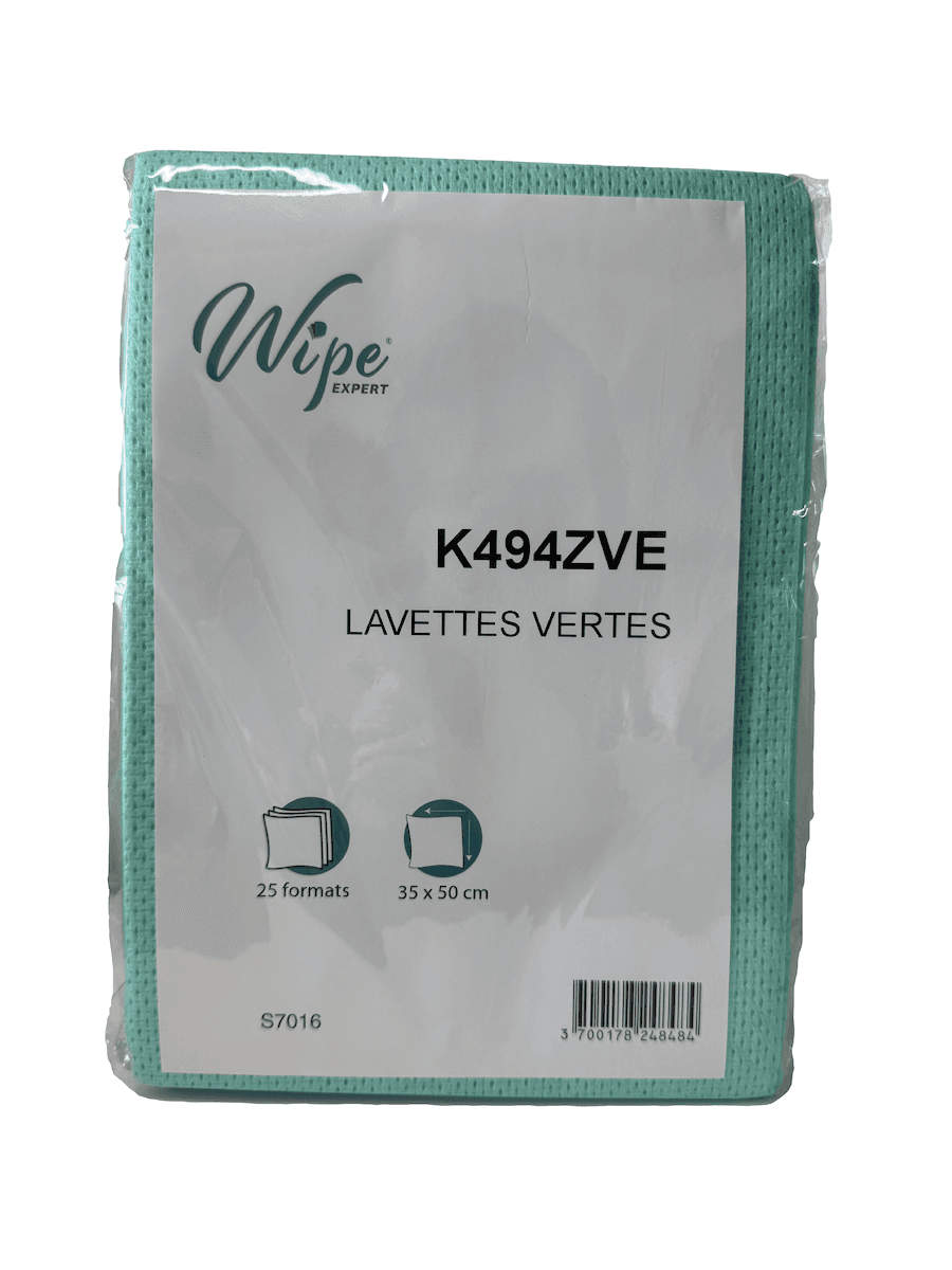 LAVETTES NON TISSÉES VERTES 6X25FMTS DE 35X50 CM  - 1X73GR/M - VERTES