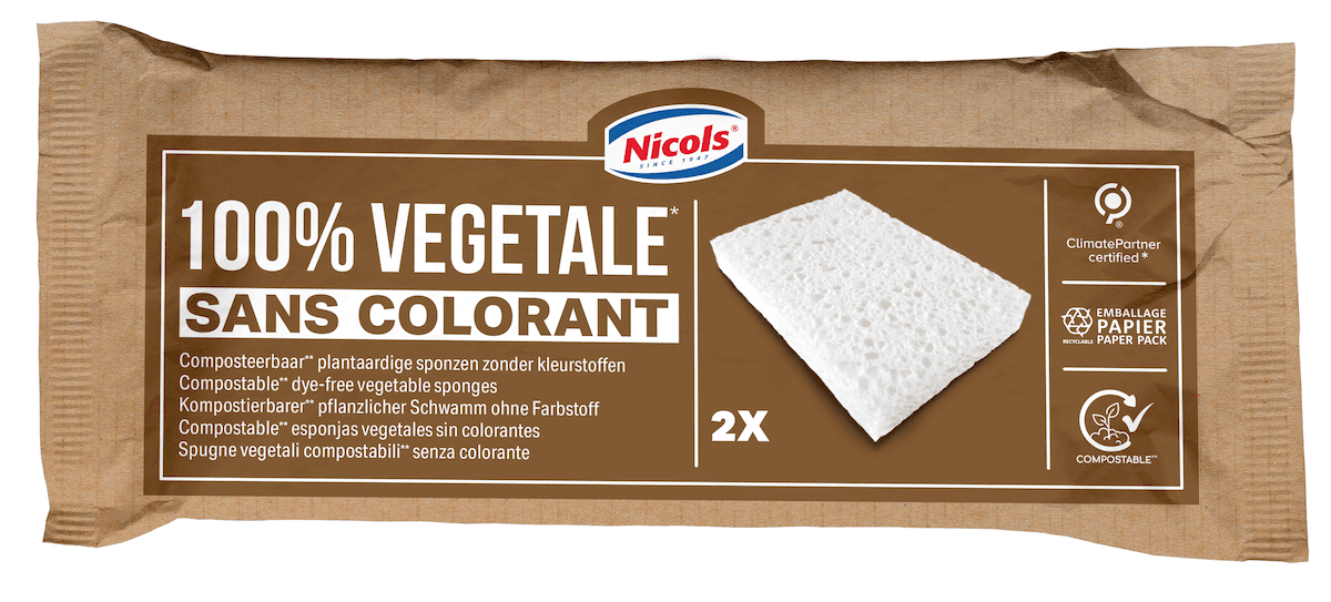 EPONGE CELLULOSE ORIGINE VÉGÉTALE 12,7X8,9X2,6CM  - PAQUET DE 2