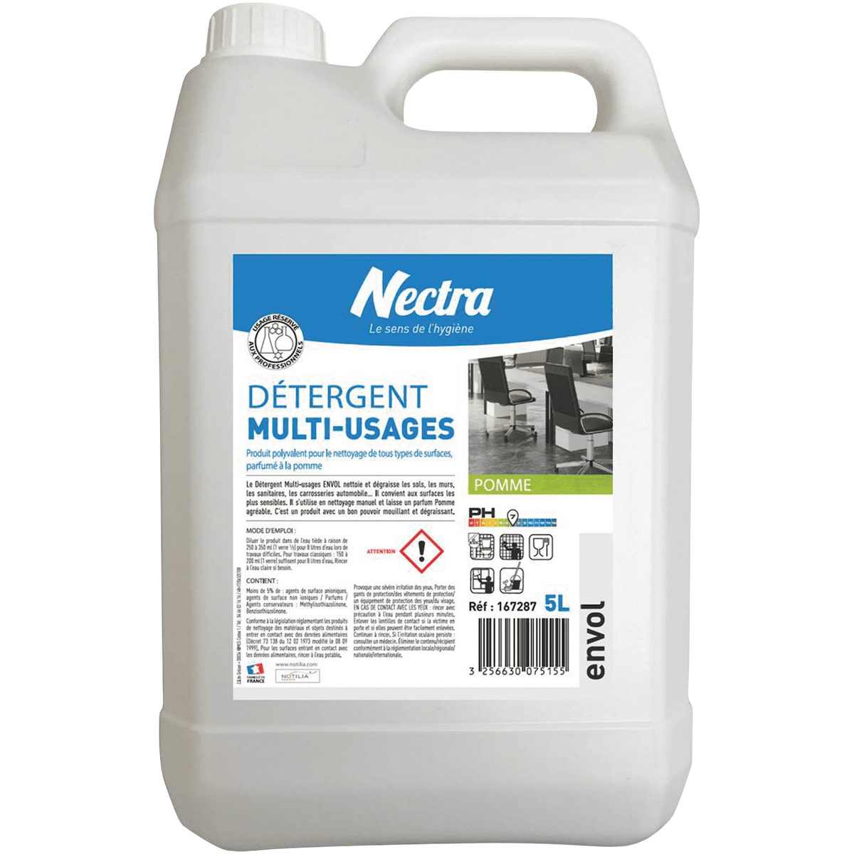 DETERGENT MULTI USAGES ENVOL  VERT PARFUM POMME - 5L