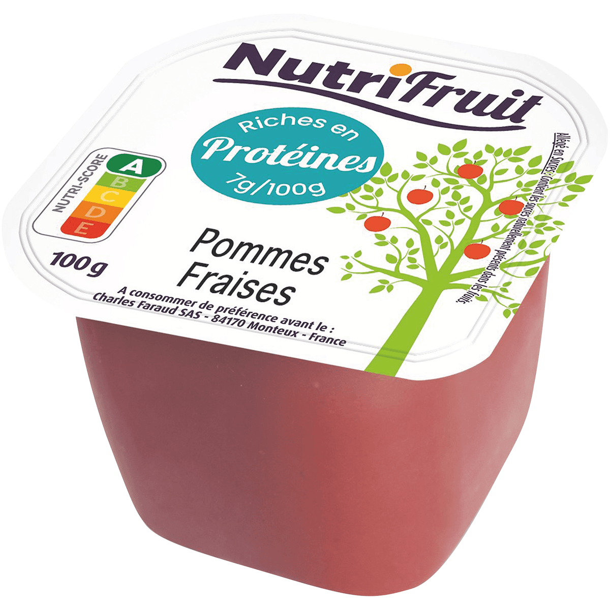 COMPOTE POMME FRAISE PROTEINE 100G
