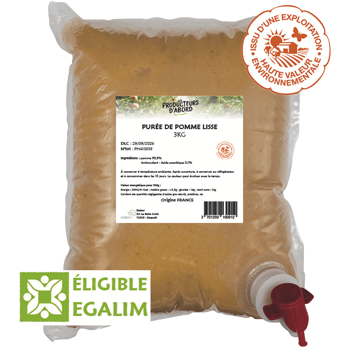 PUREE POMME LISSE HVE 3KG