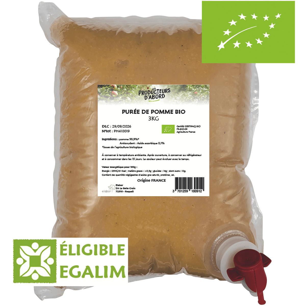 PUREE POMME BIO 3KG
