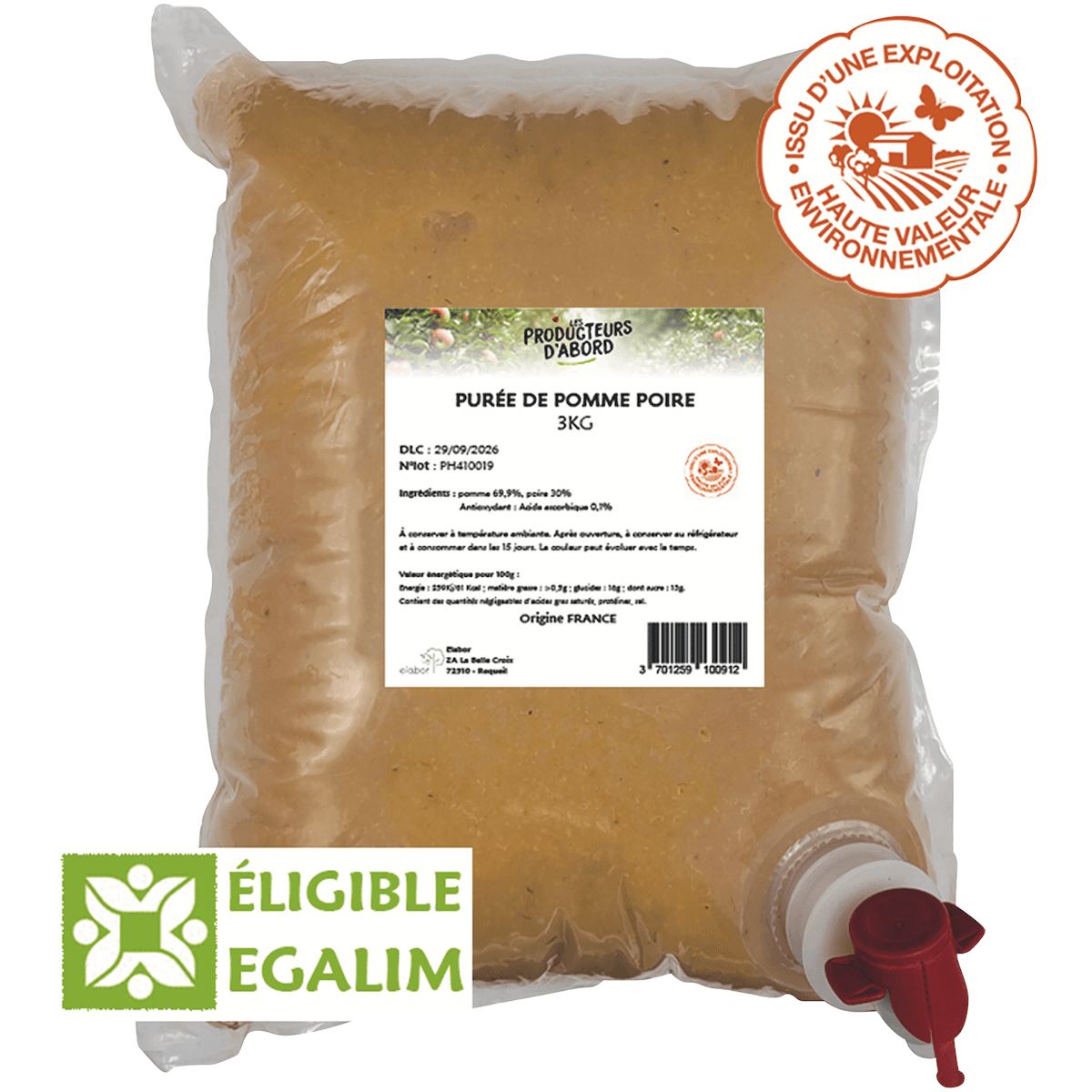 PUREE POMME POIRE HVE 3KG