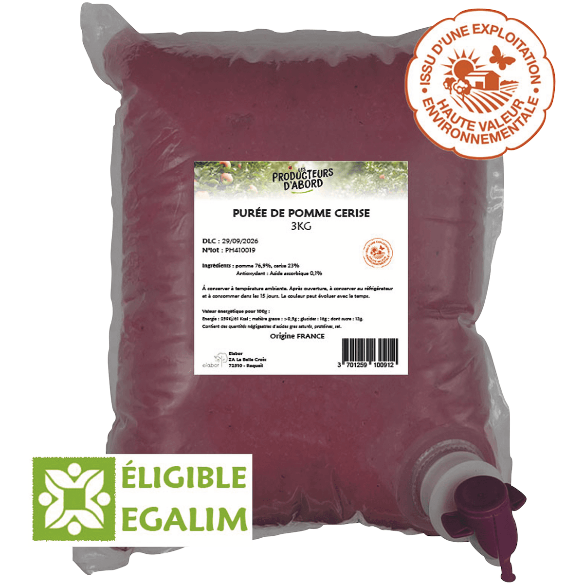 PUREE POMME CERISE HVE 3KG