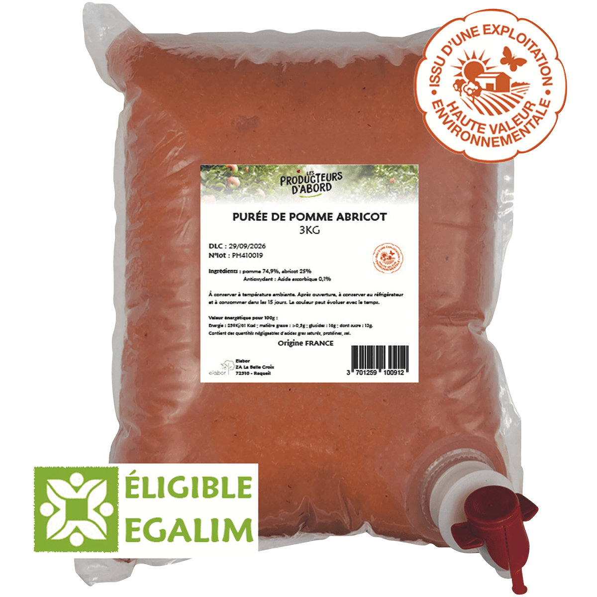 PUREE POMME ABRICOT HVE 3KG