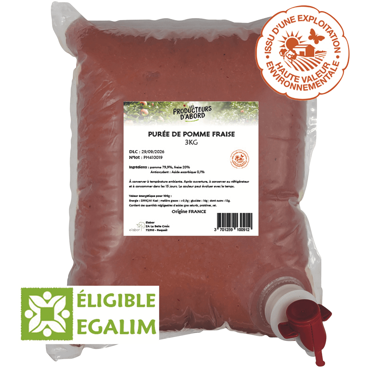 PUREE POMME FRAISE HVE 3KG