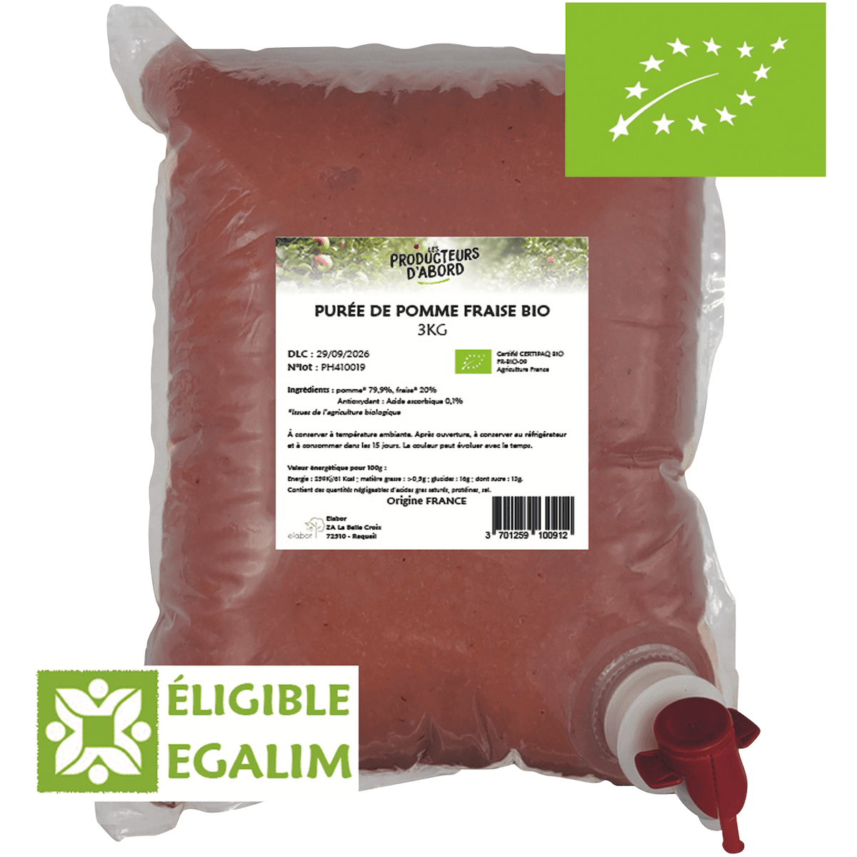PUREE POMME FRAISE BIO 3KG