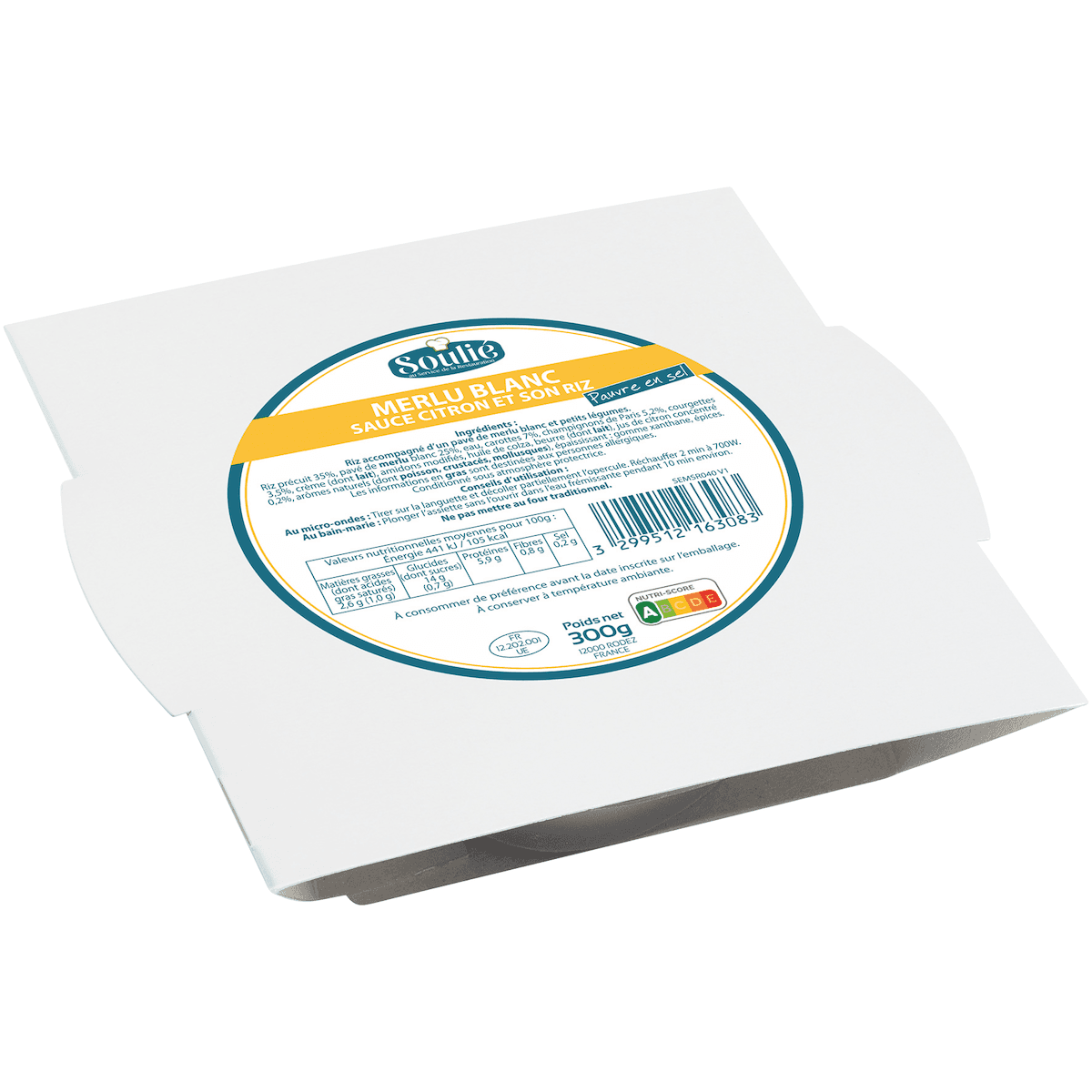 MERLU BLANC SAUCE CITRON RIZ CUISINE & PETITS LEGUMES  300G