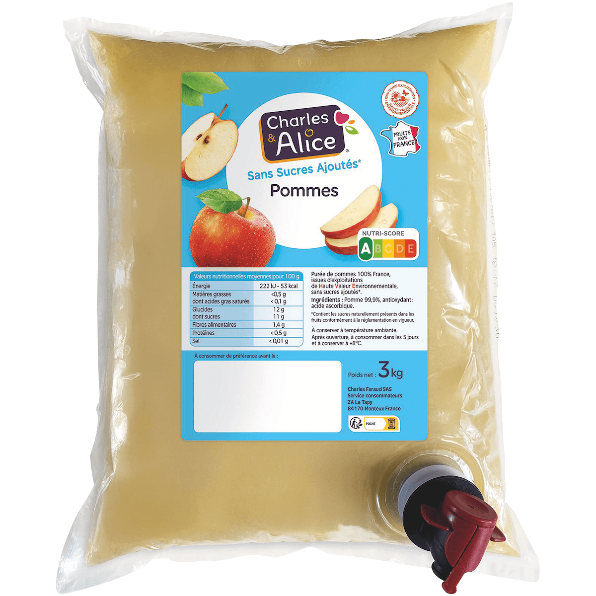 PUREE DE POMME SSA HVE POCHE 3KG