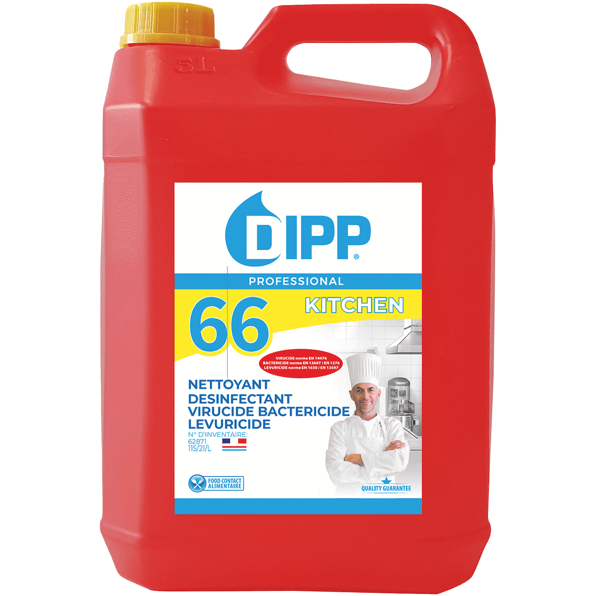 DIPP N 66 - NETTOYANT-DESINFECTANT CUISINE 5L (EMBALLE PAR 2 PCS)