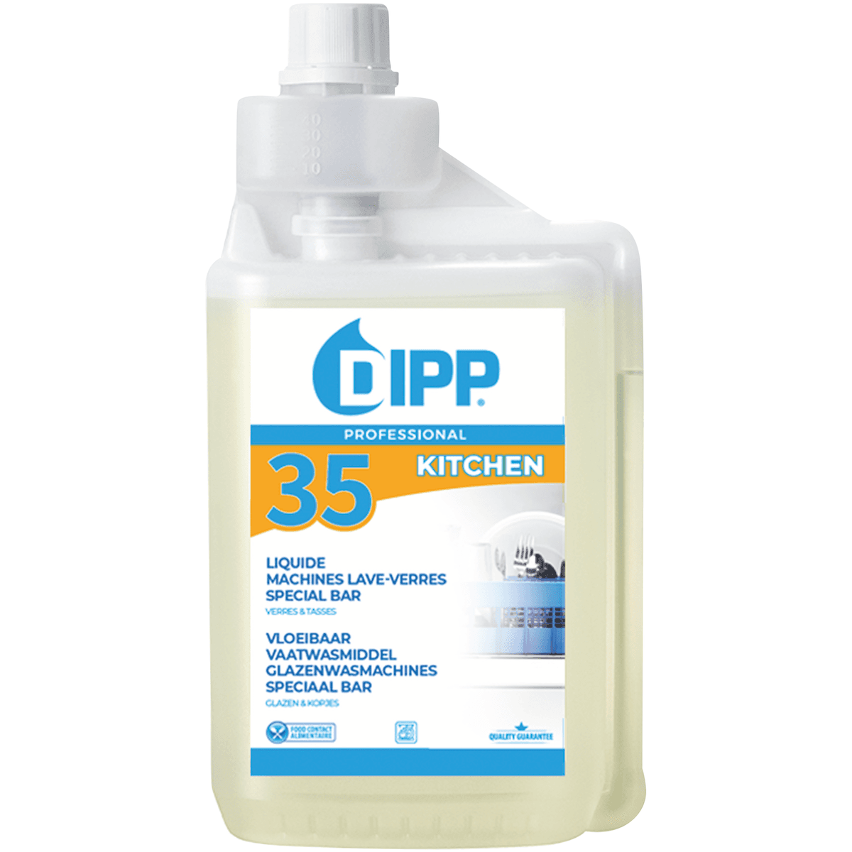 DIPP N 35 - LIQUIDE LAVE-VERRES ET TASSES SPECIAL BAR 1L DOSY (1,14KG)