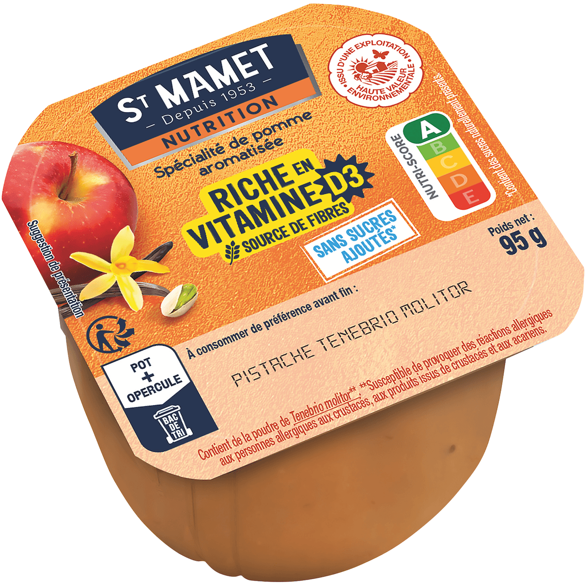 SPECIALITES POMME PISTACHE HVE RICHE VIT D 95G X48