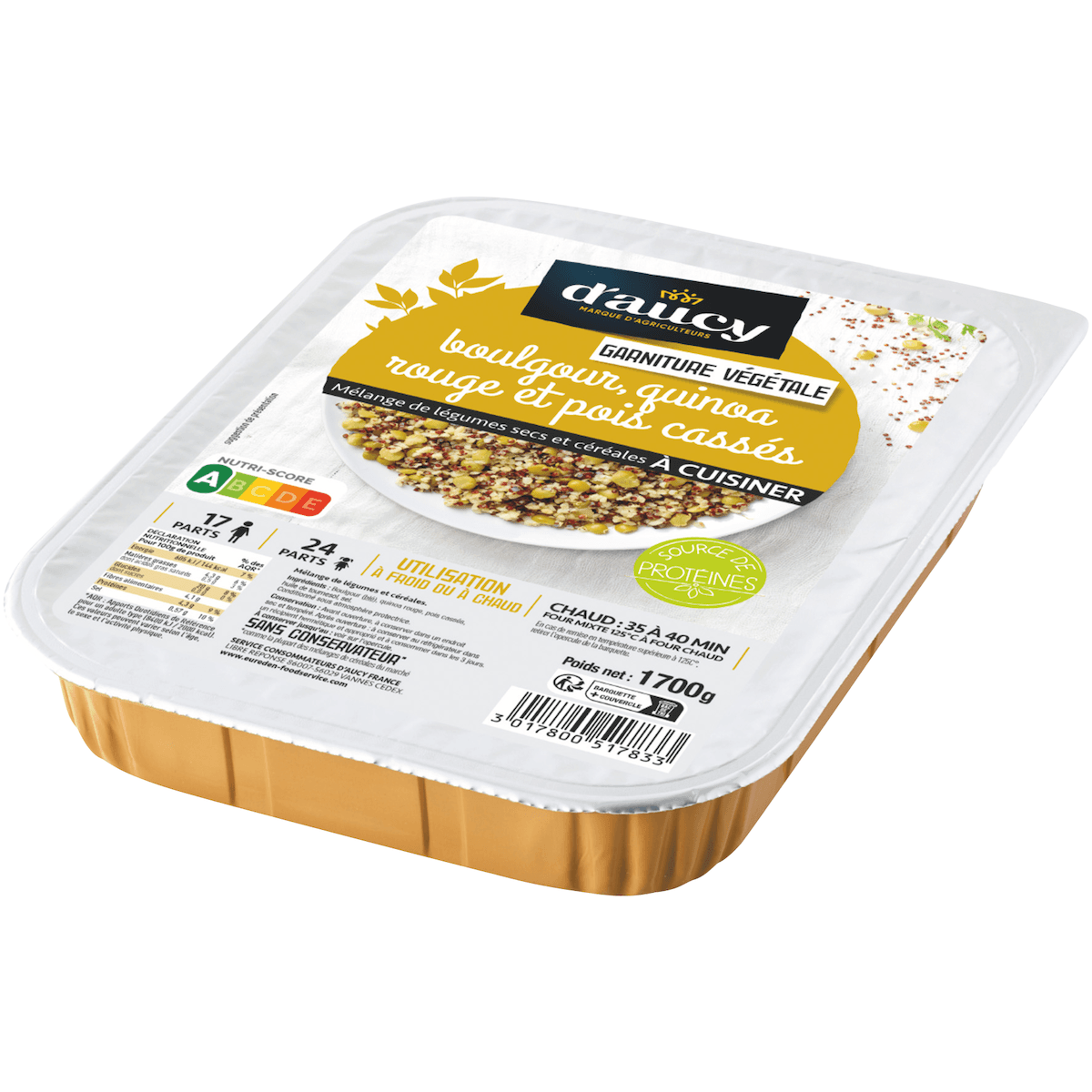 GARNITURE VEGETALE QUINOA ROUGE BOULGOUR POIS CASSE 1,7KG
