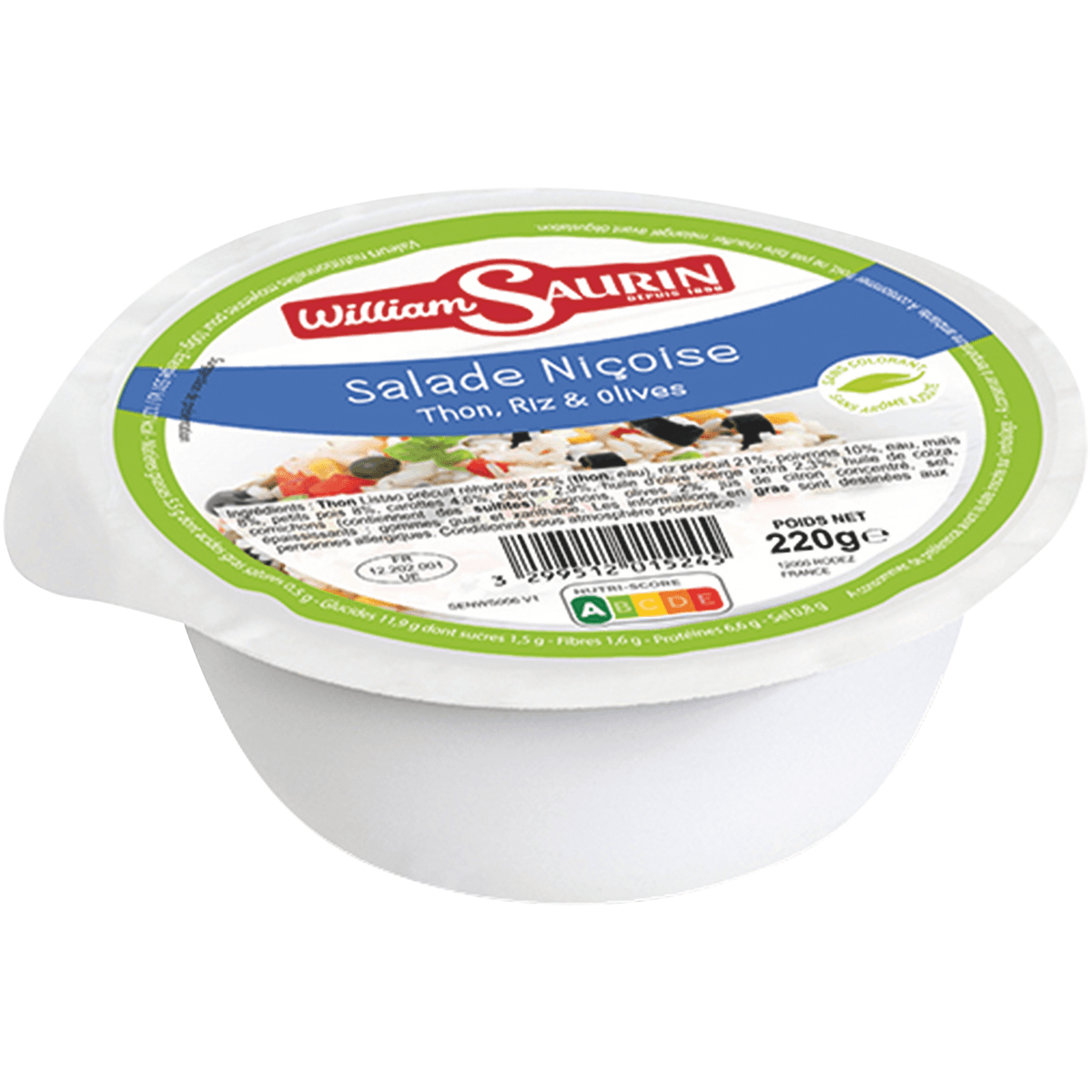SALADE NICOISE THON RIZ OLIVES 220G