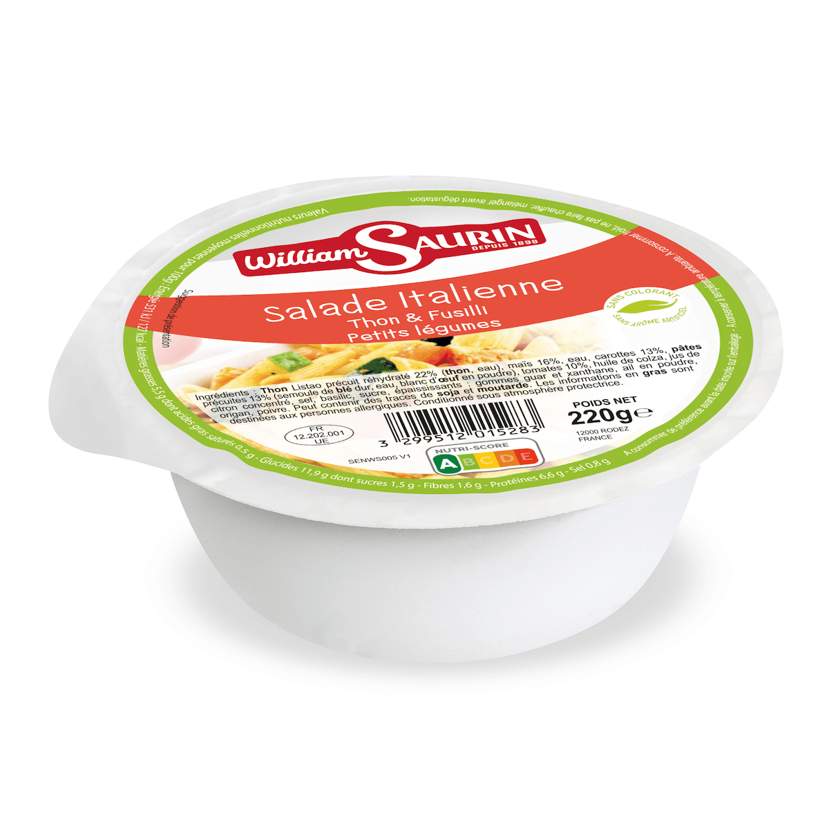 SALADE ITALIENNE  THON FUSILLI PETITS LEGUMES 220G
