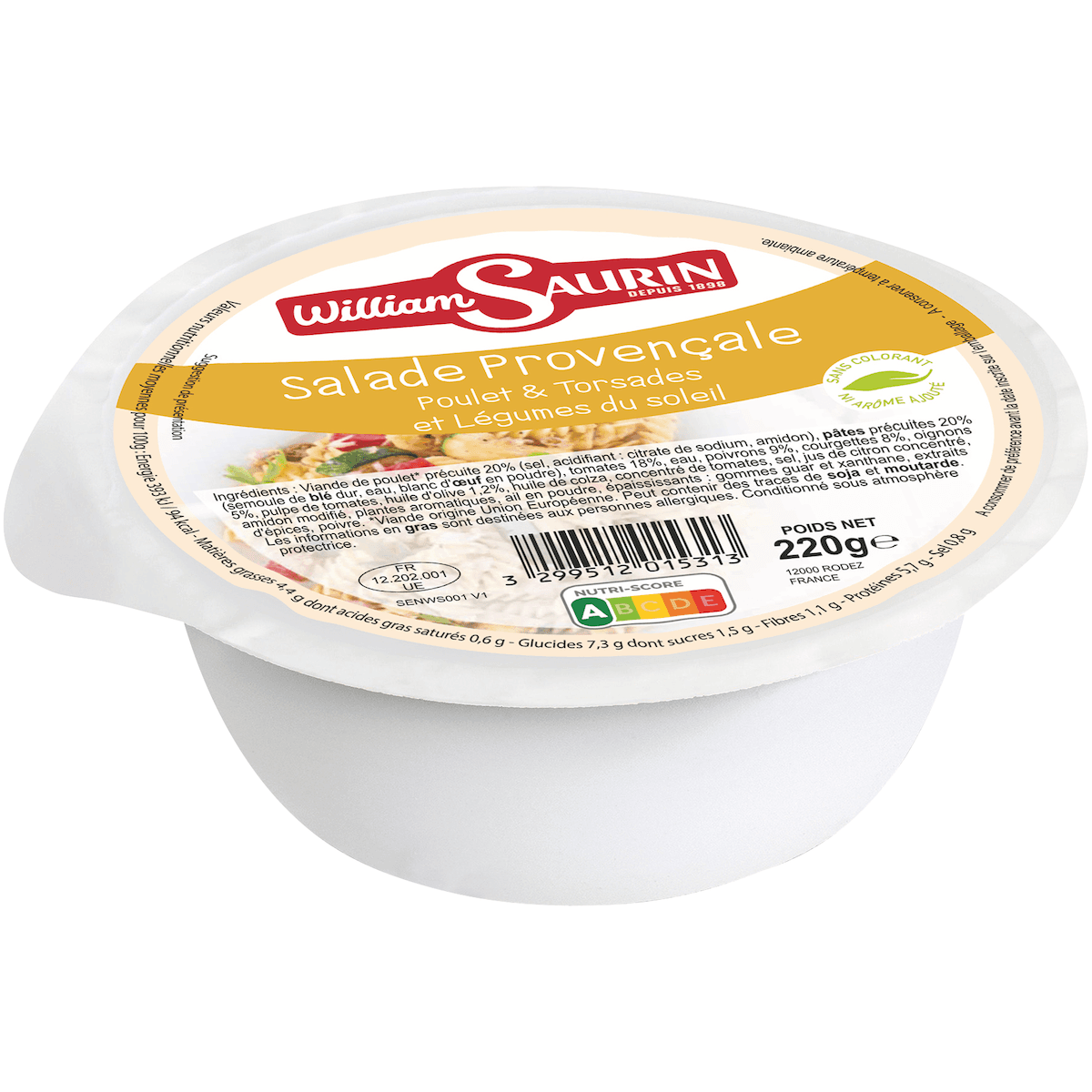 SALADE PROVENCALE POULET TORSADES LEGUMES 220G