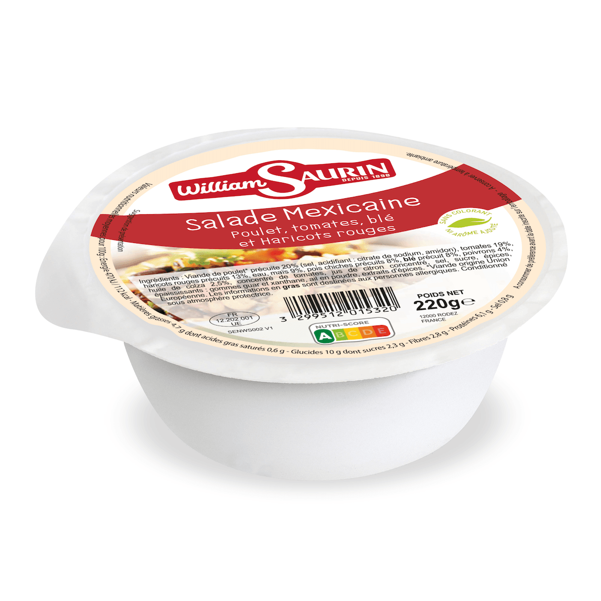 SALADE MEXICAINE POULET BLE TOMATES HARICOTS ROUGES 220G