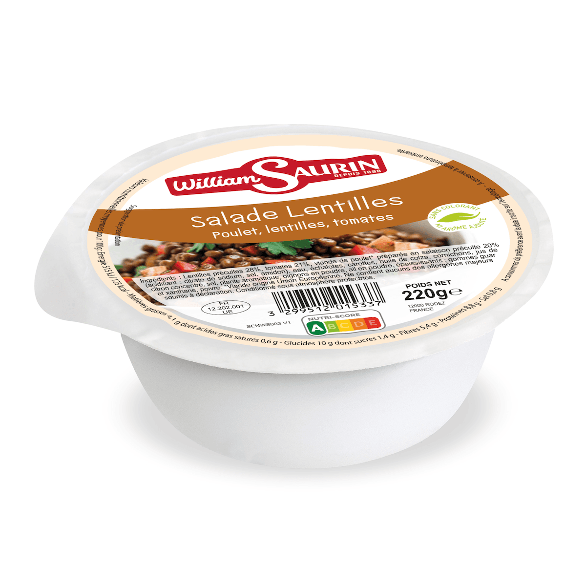 SALADE DE LENTILLES POULET ET TOMATES 220G