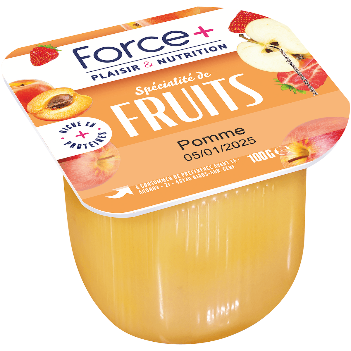 SPÉCIALITÉ DE POMME RICHE EN PROTÉINES POT UNITAIRE 72 X 100G