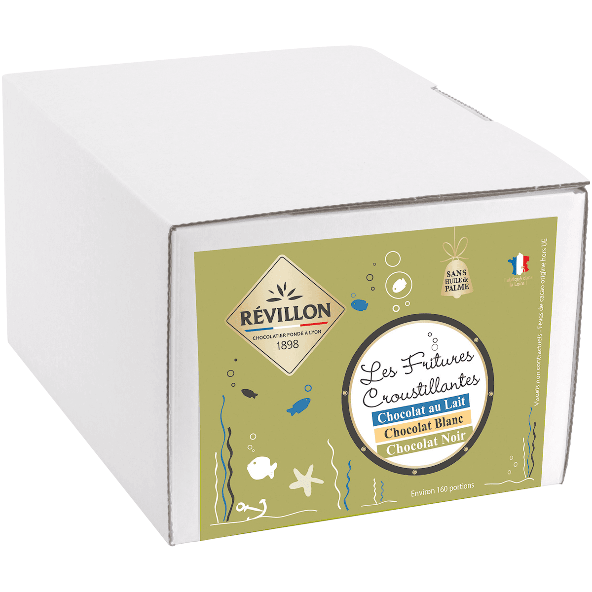 FRITURES CROUSTILLANTES CHOCOLAT NOIR LAIT BLANC BOITE 1,650KG