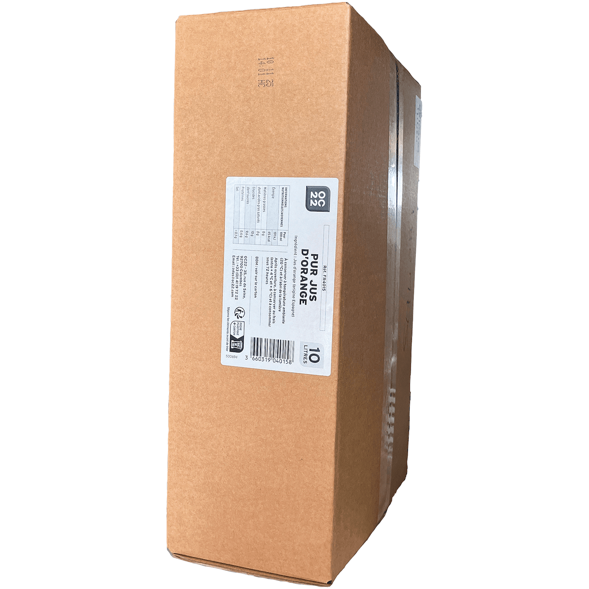 JUS D'ORANGE 100% TENEUR EN FRUITS BIB 10L