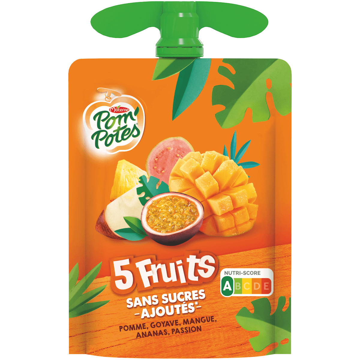 POM'POTES POMME 5 FRUITS EXOTIQUE SSA GOURDE 90G COLIS DE 48 PIECES
