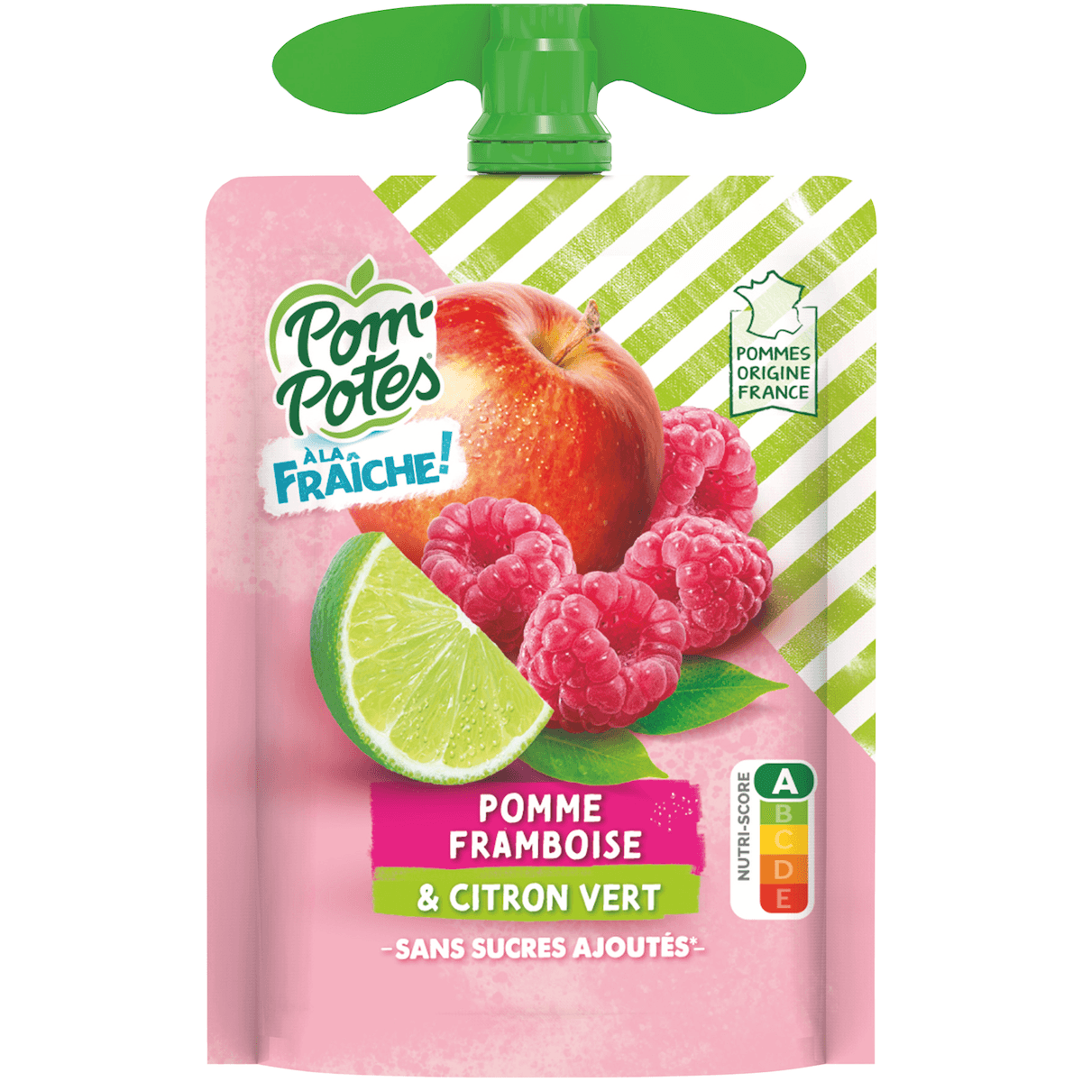 POM'POTES A LA FRAICHE POMME FRAMBOISE CITRON VERT SSA 90G COLIS DE 48 GOURDES