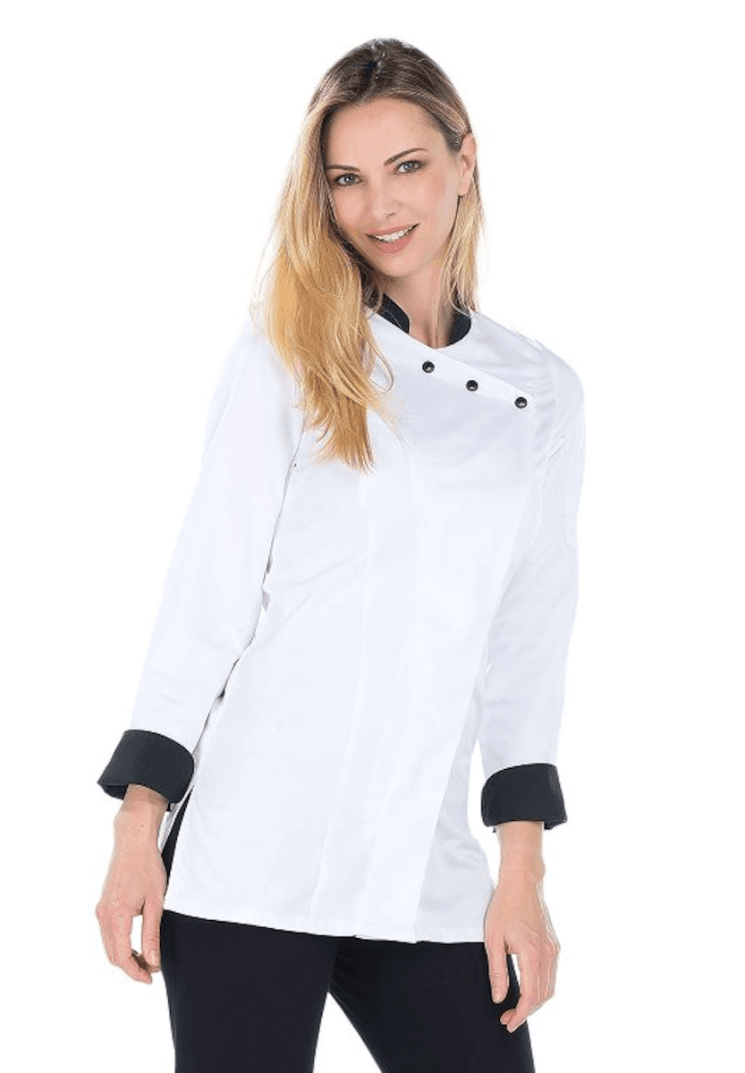 VESTE SATIN DE CUISINE JULIENNE COUL BLANC