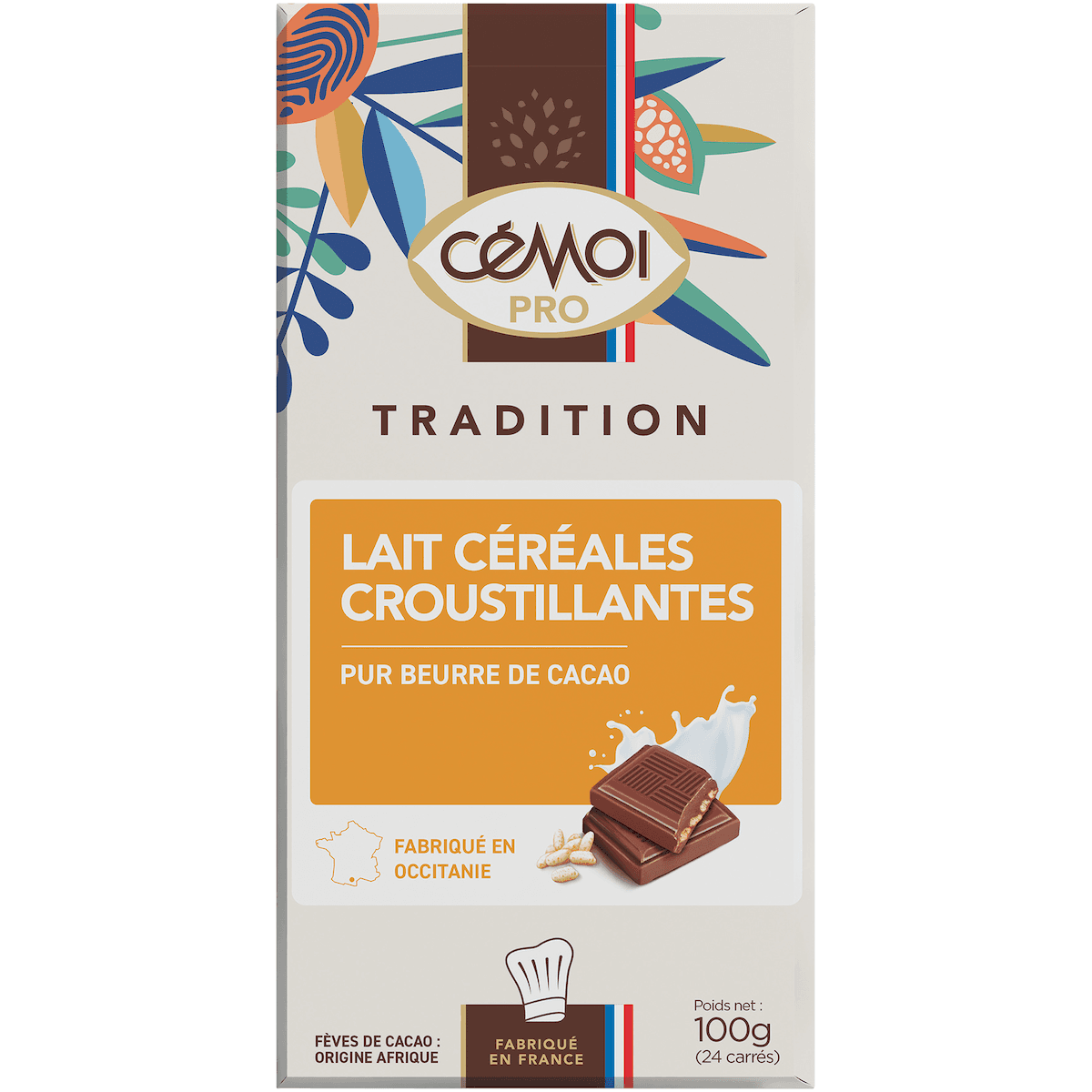 TABLETTE DEGUSTATION - CHOCOLAT AU LAIT ET CEREALES CROUSTILLANTES - 100G