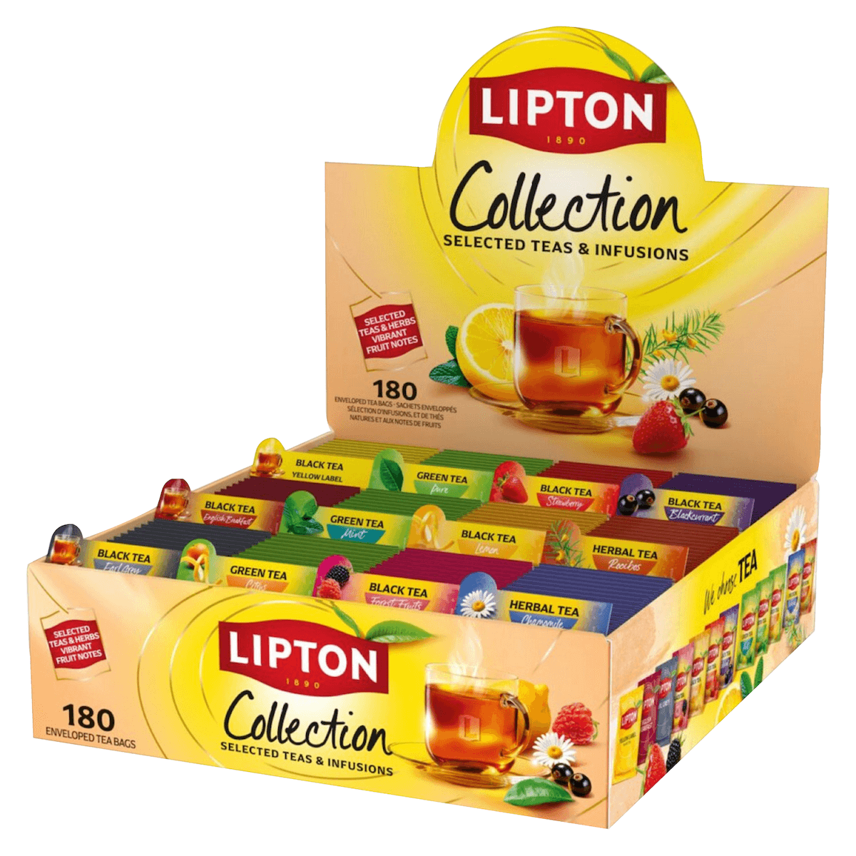 LIPTON COFFRET THES ET INFUSIONS 12 PARFUMS - 180 SACHETS PYRAMIDES