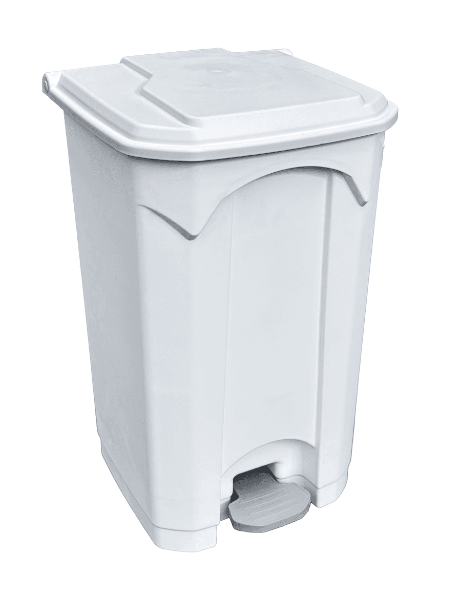 POUBELLE PEDALE STRONGLY 45L BLANCHE + COUVERCLE BLANC NON ASSEMBLEE
