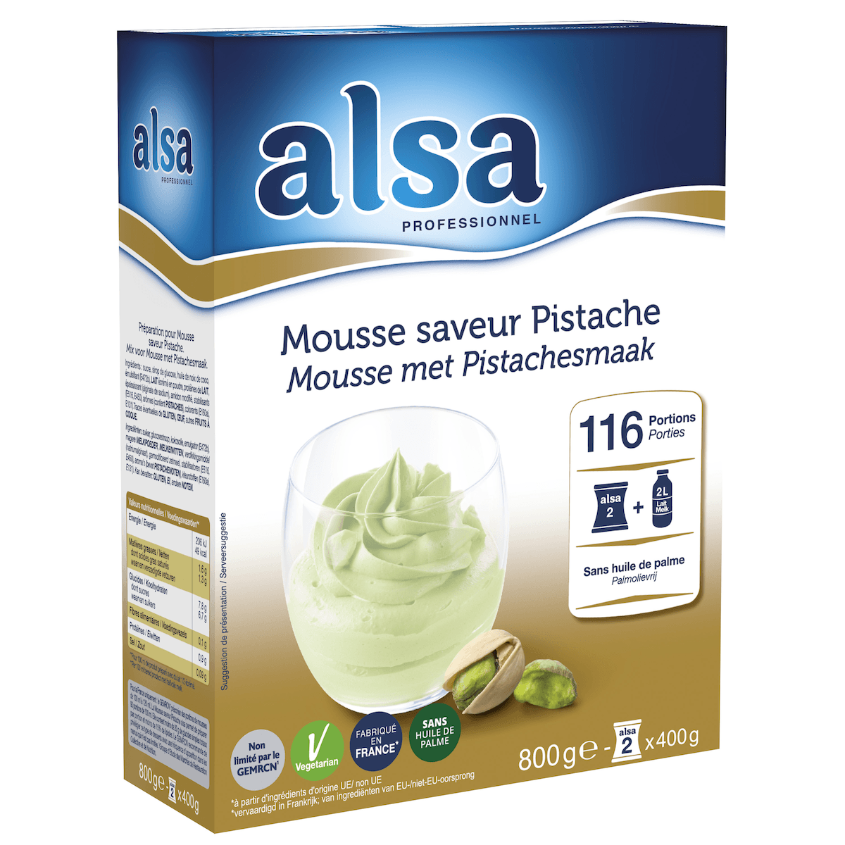 MOUSSE SAVEUR PISTACHE 800G - 116 PORTIONS
