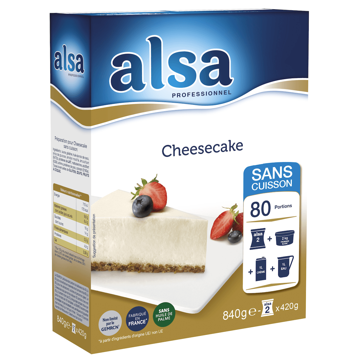 CHEESECAKE SANS CUISSON 840G - 80 PORTIONS