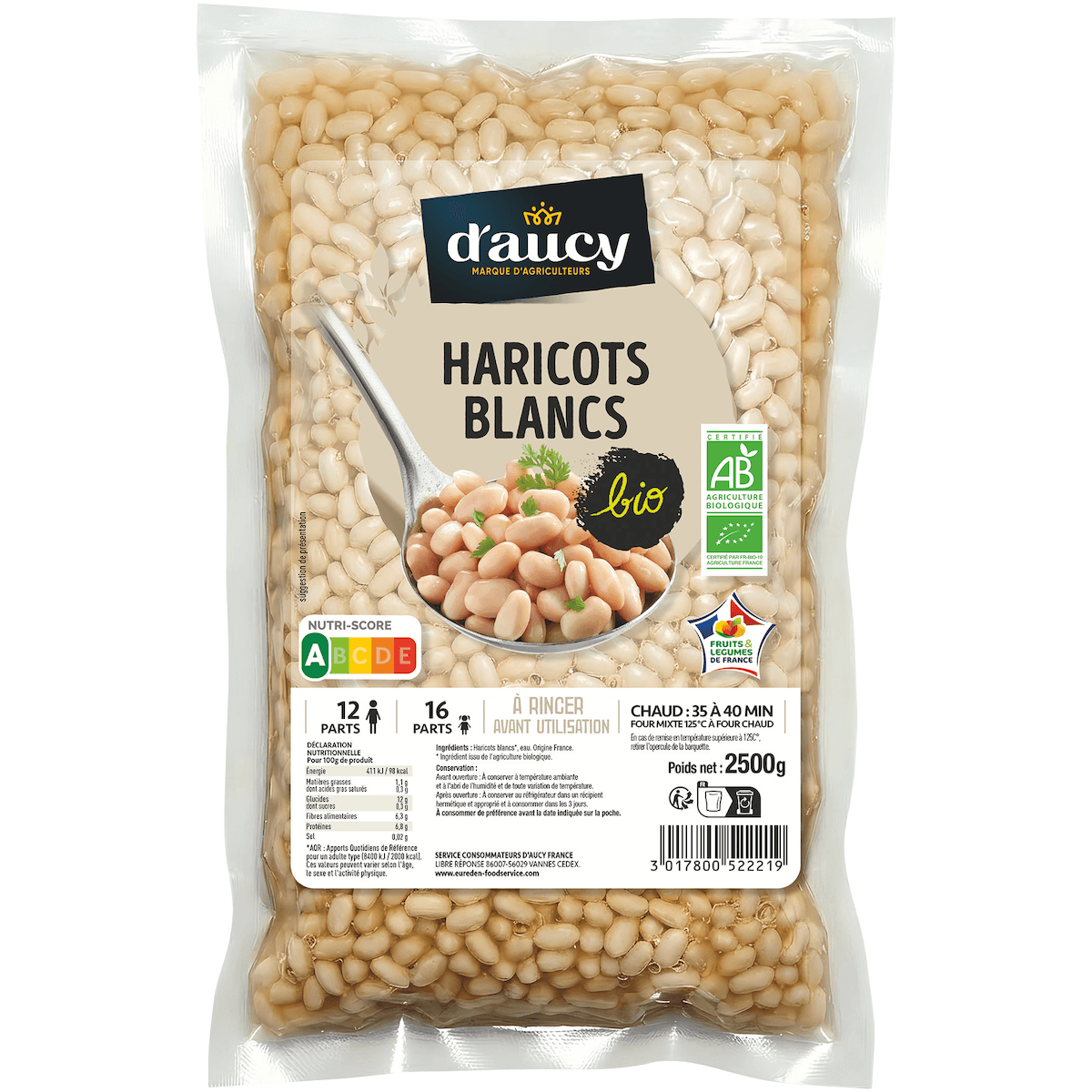 HARICOTS BLANCS BIO POCHE DE 2,5KG