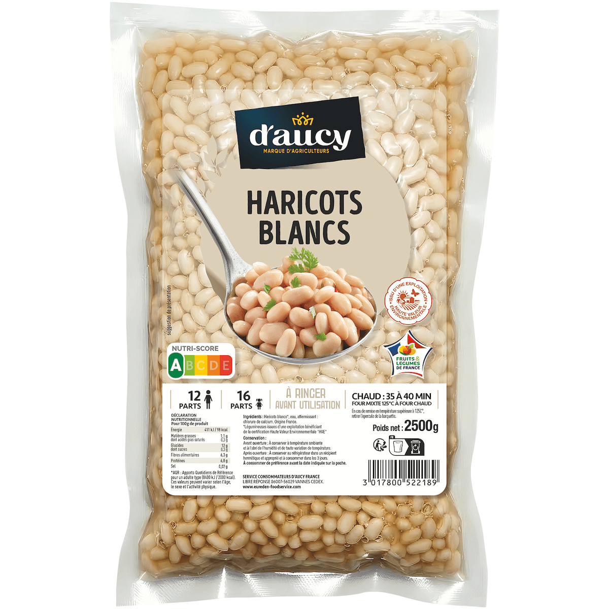 HARICOTS BLANCS HVE POCHE DE 2,5KG